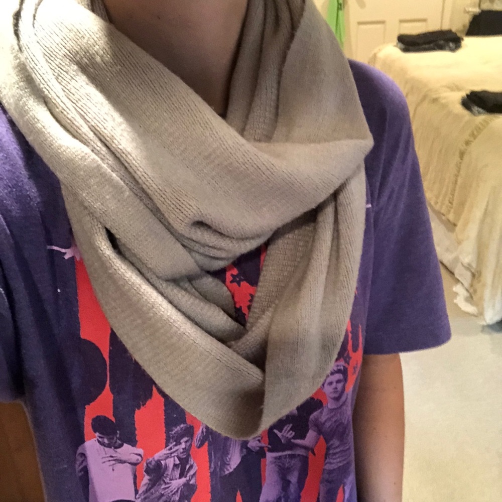 Grey infinity wrap scarf